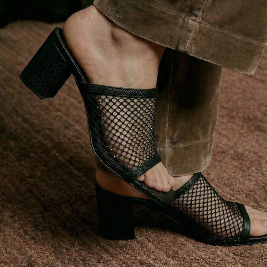 Black Mesh Heels