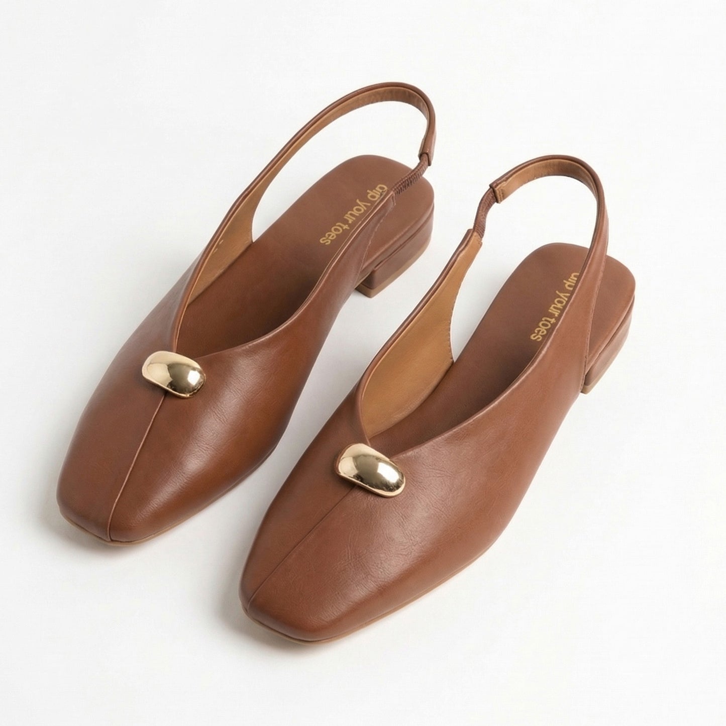 Tan Low Block Slingback