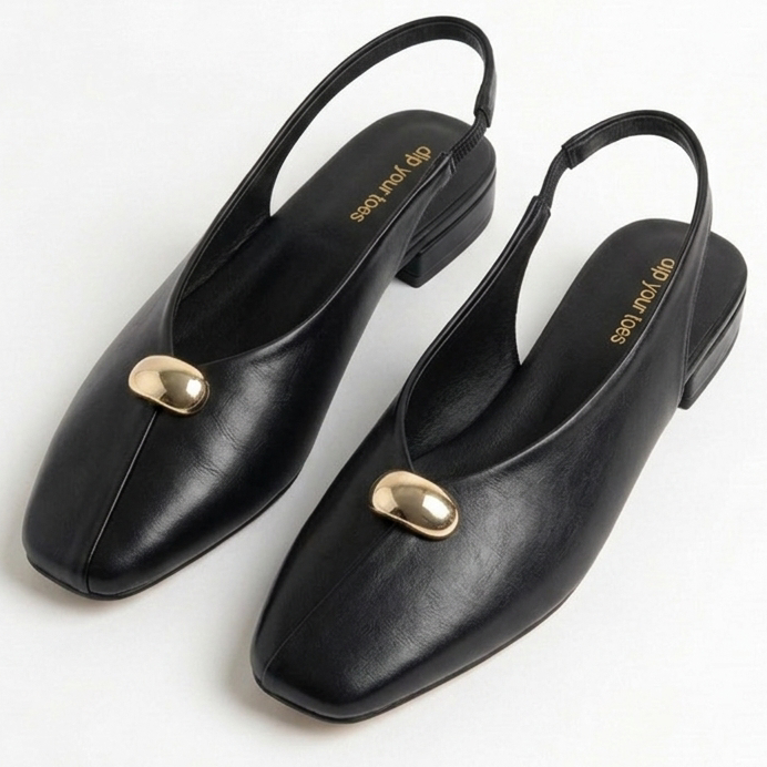 Black Low Block Slingback
