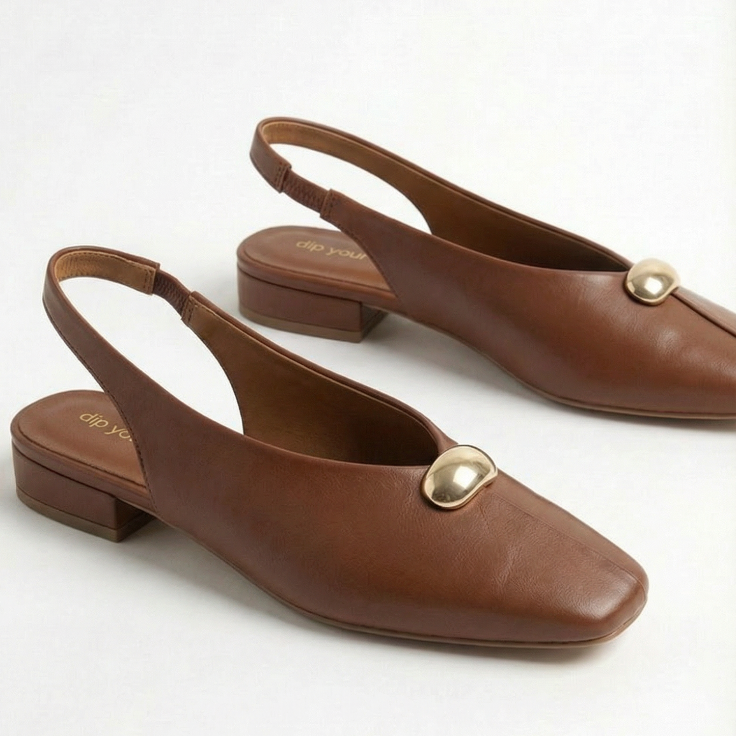 Tan Low Block Slingback