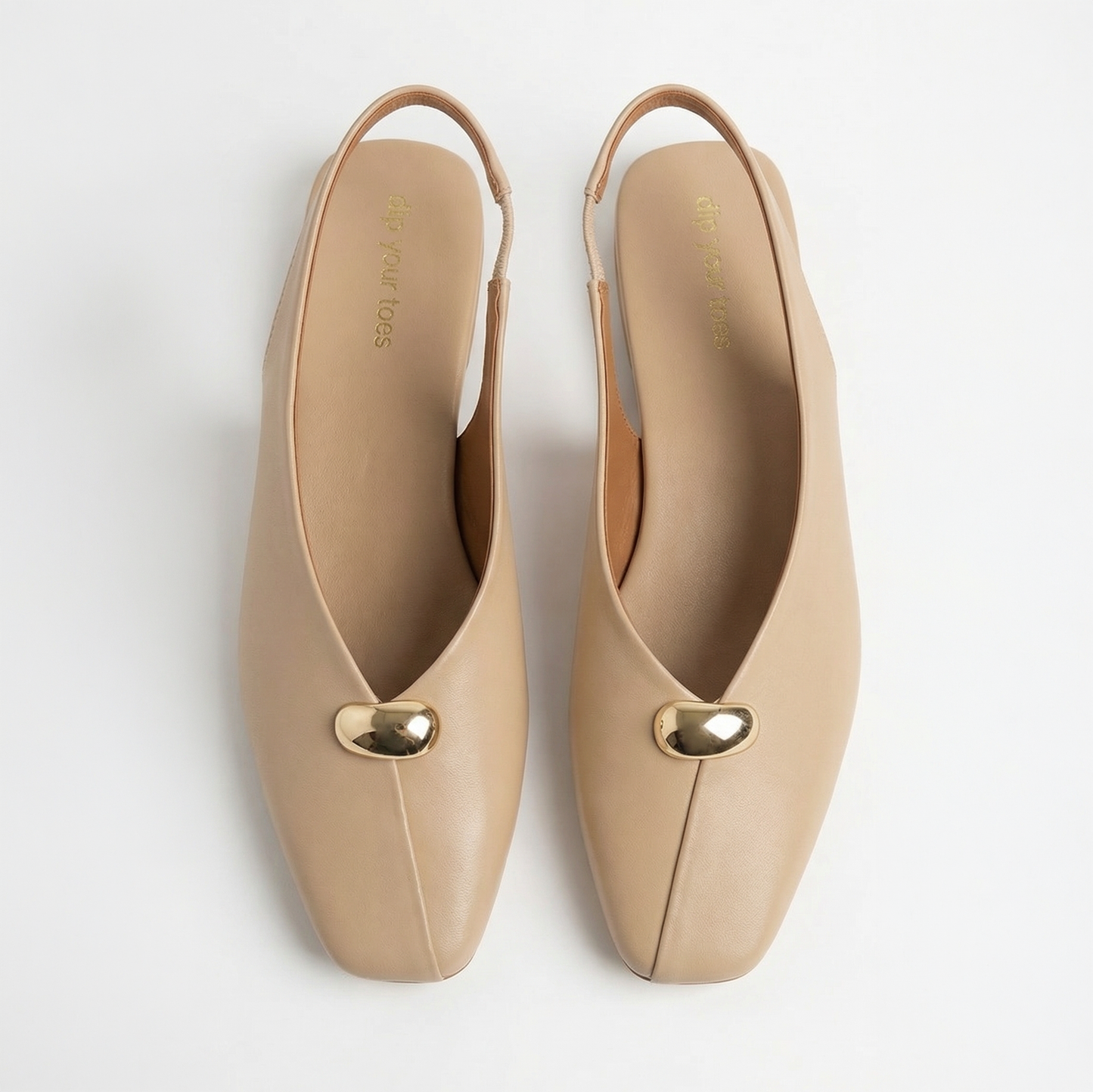 Beige Low Block Slingback