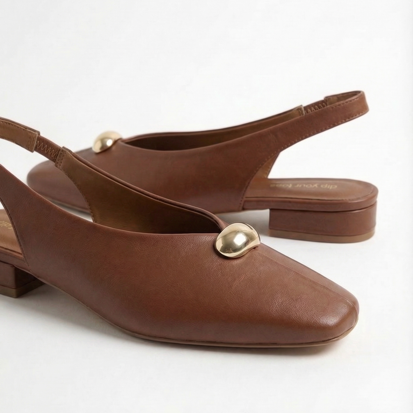 Tan Low Block Slingback