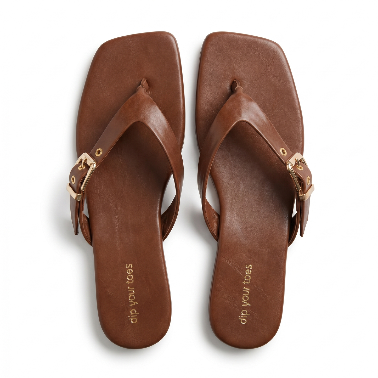 Tan Buckled V-Shape Flats