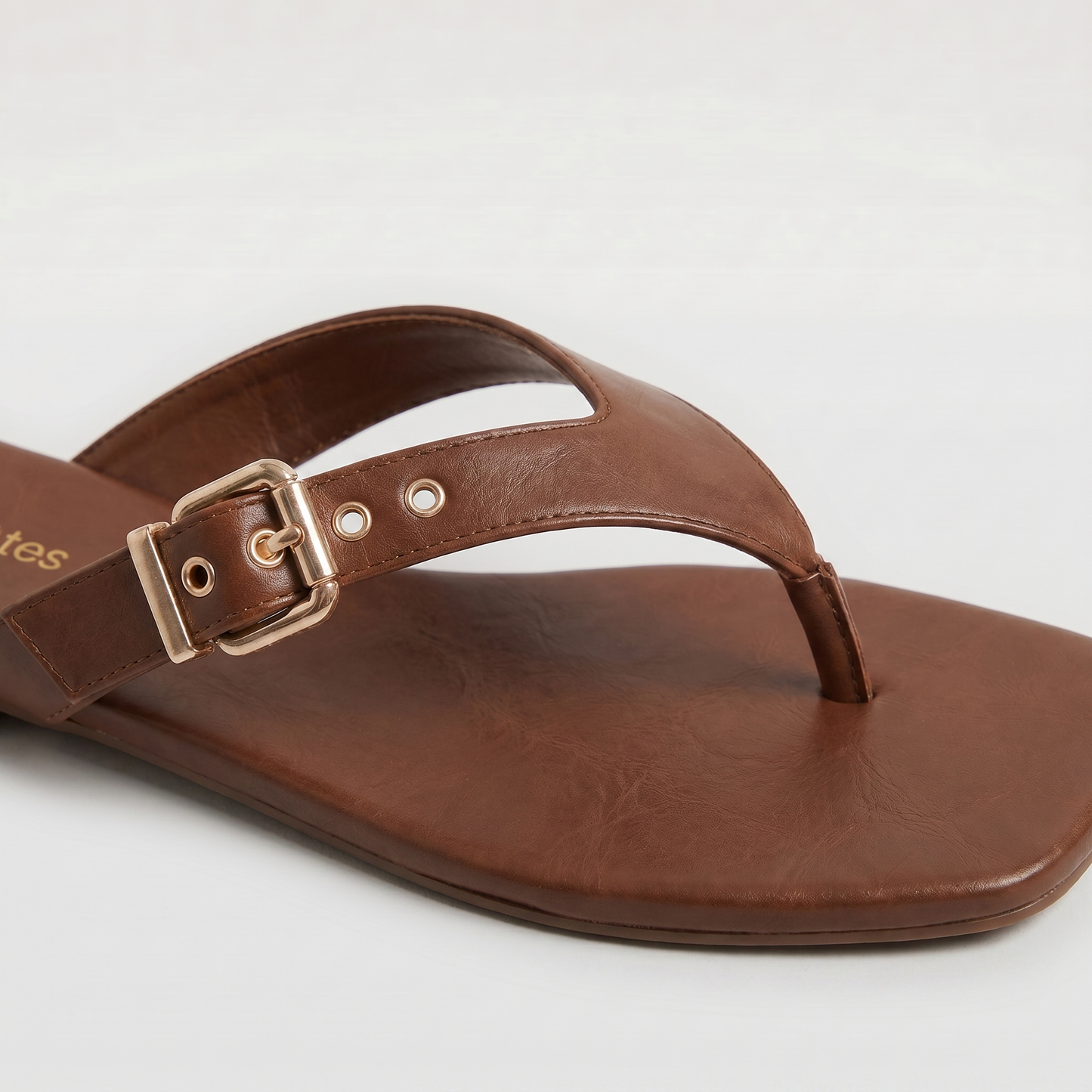 Tan Buckled V-Shape Flats