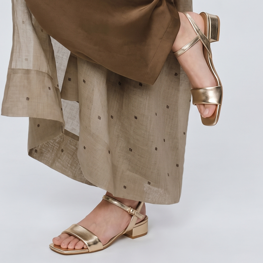 Gold single strap Sandals