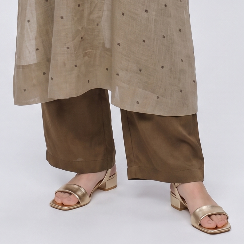 Gold single strap Sandals