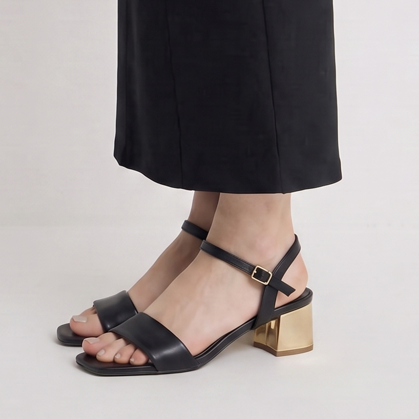Black single strap Sandals