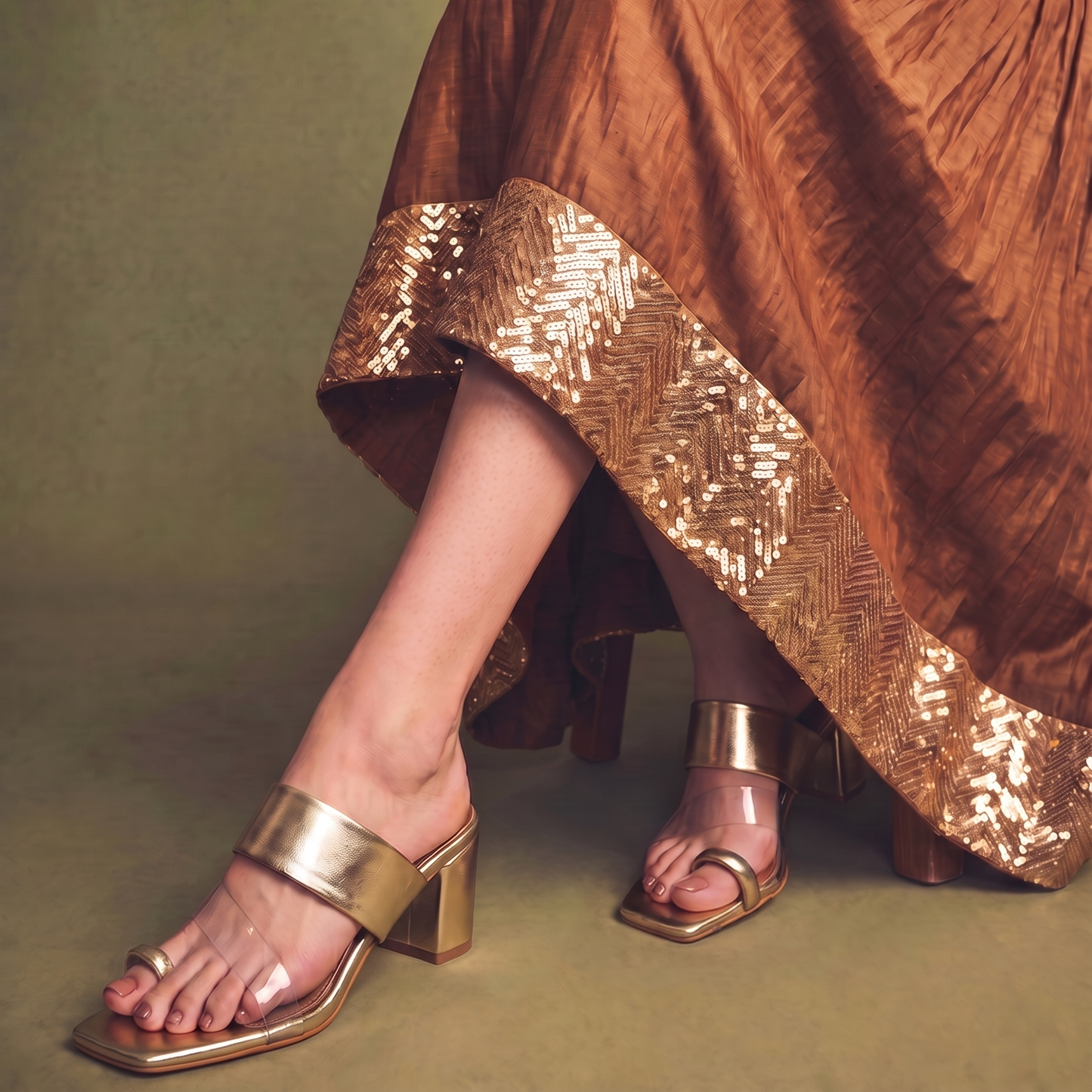 Gold Kolhapuri Heels