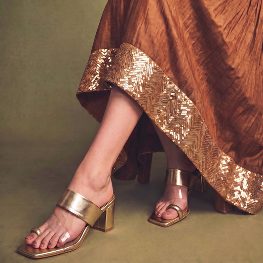 Gold Kolhapuri Heels