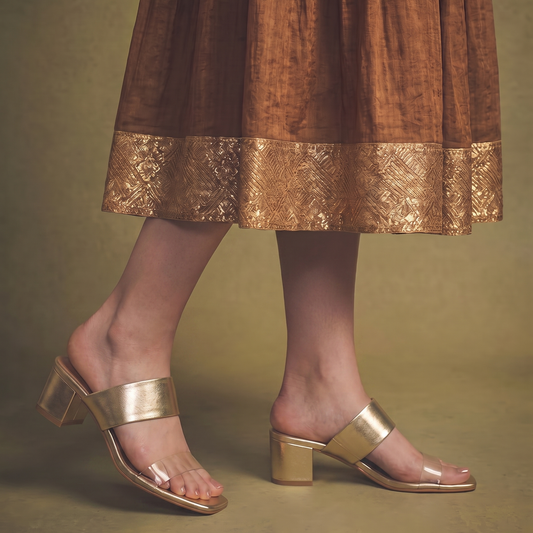 Gold Transparent Strap Heels