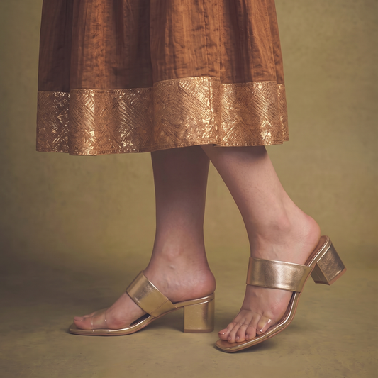Gold Transparent Strap Heels