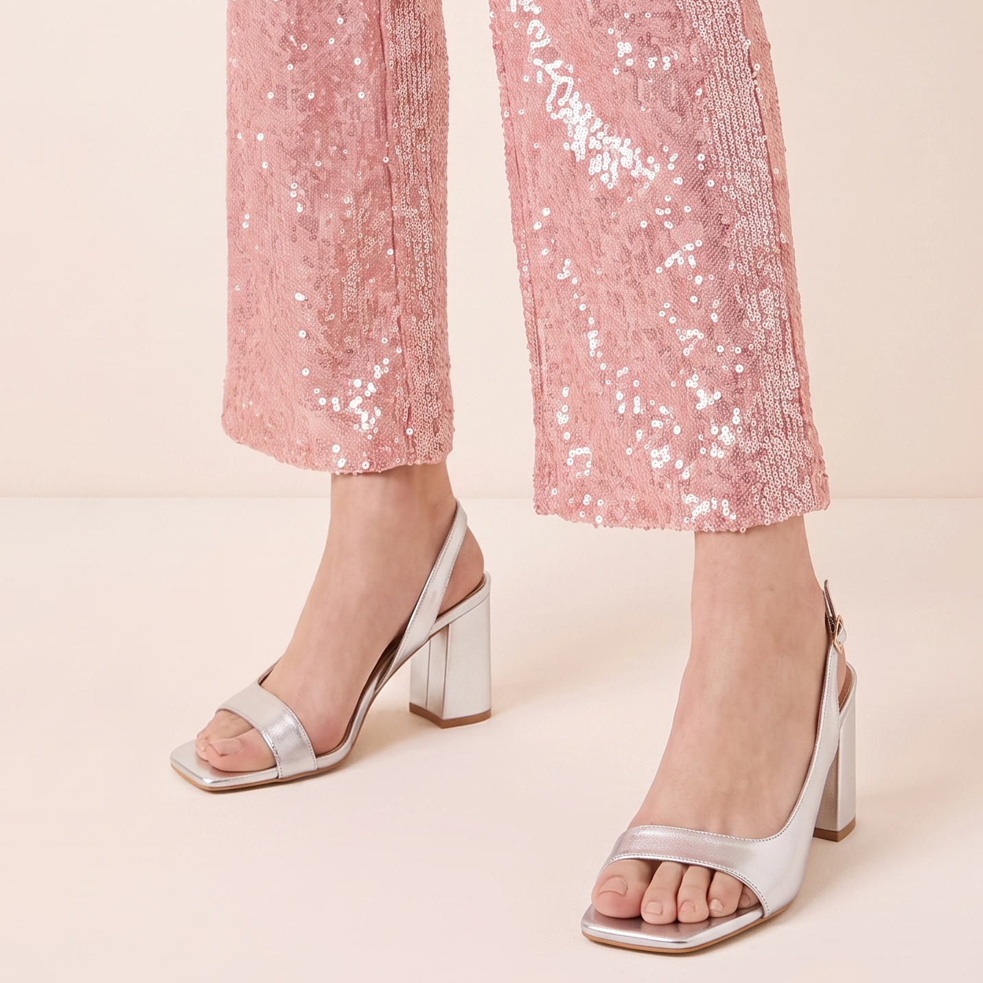 Silver Metallic Finish Statement Heels