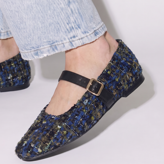 Prussian Square Toe Mary Jane Flats