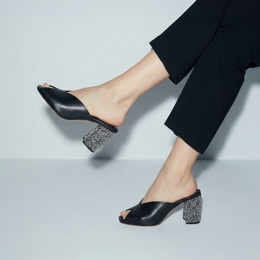 Black Sculpt Block Heels