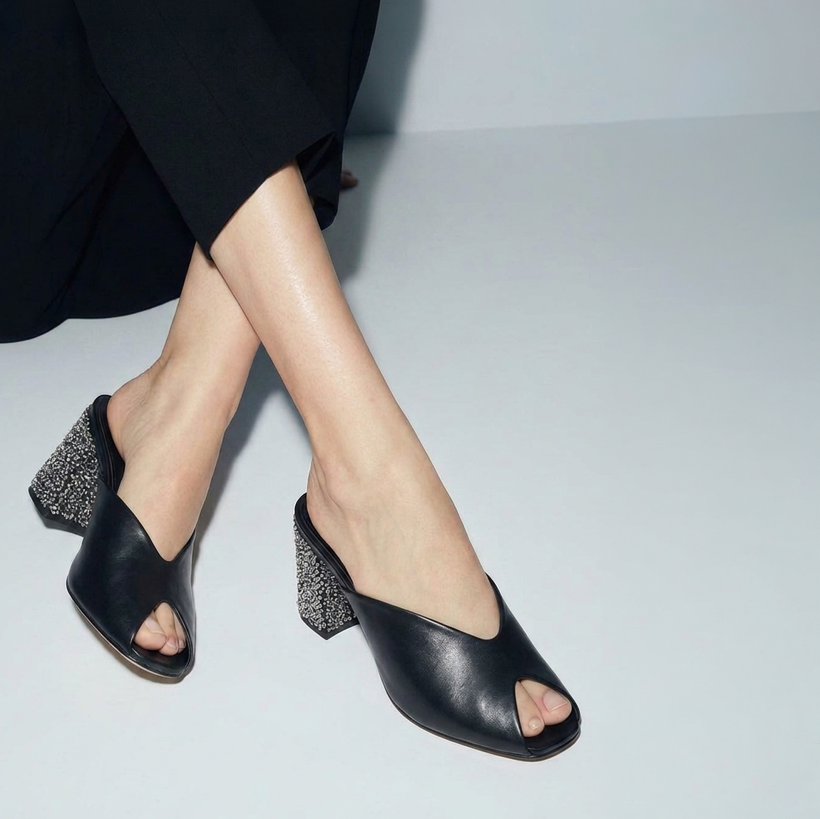 Black Sculpt Block Heels