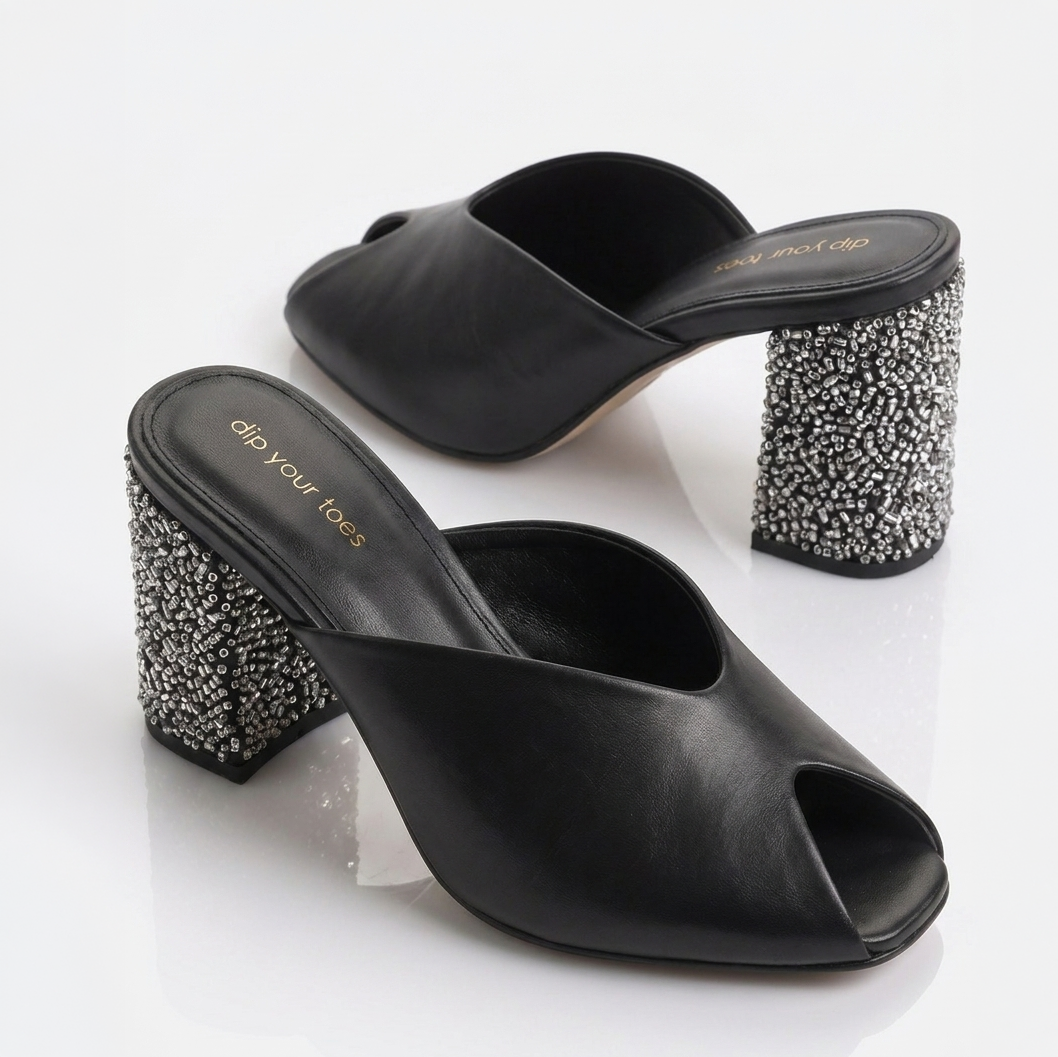 Black Sculpt Block Heels