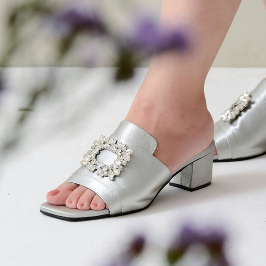 Silver Buckled Heels