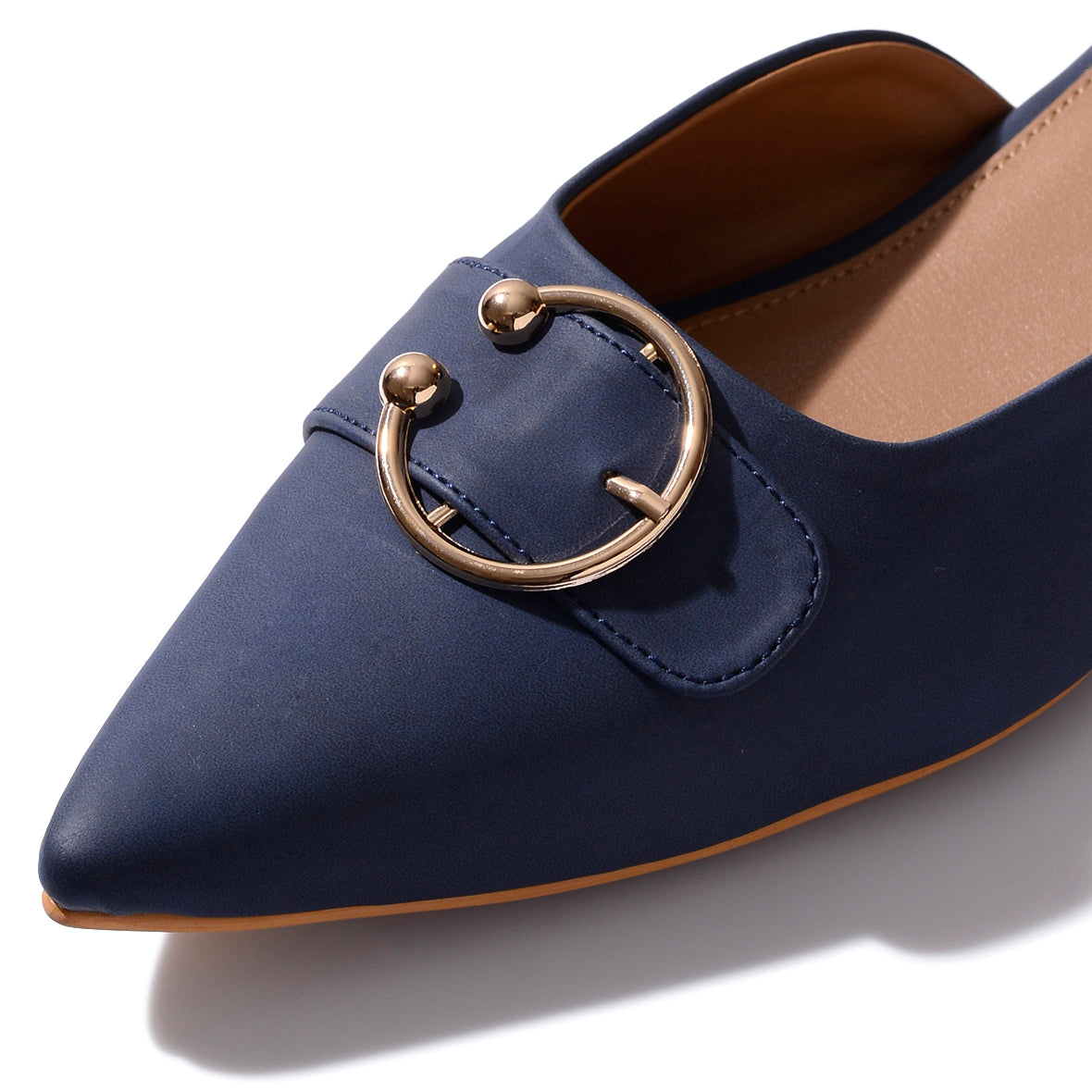 Blue Suede Buckled Mules