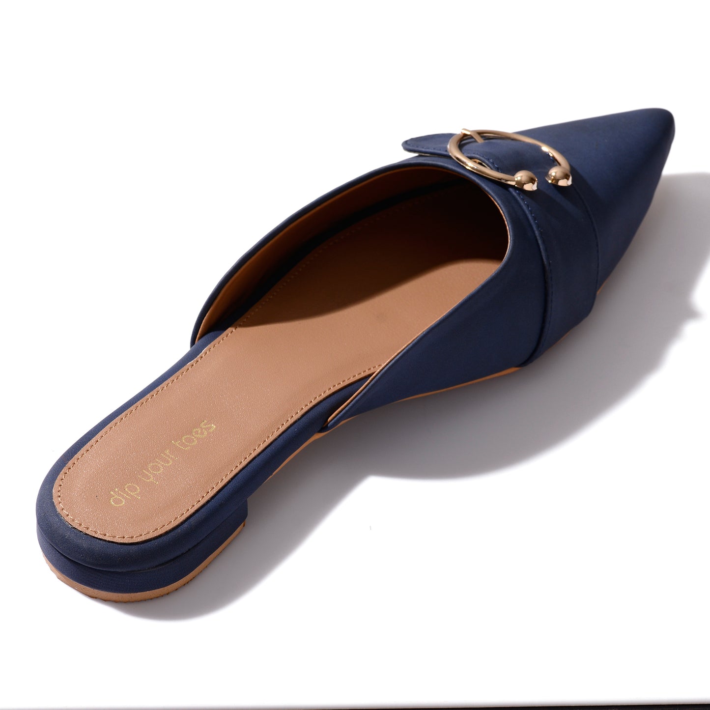 Blue Suede Buckled Mules