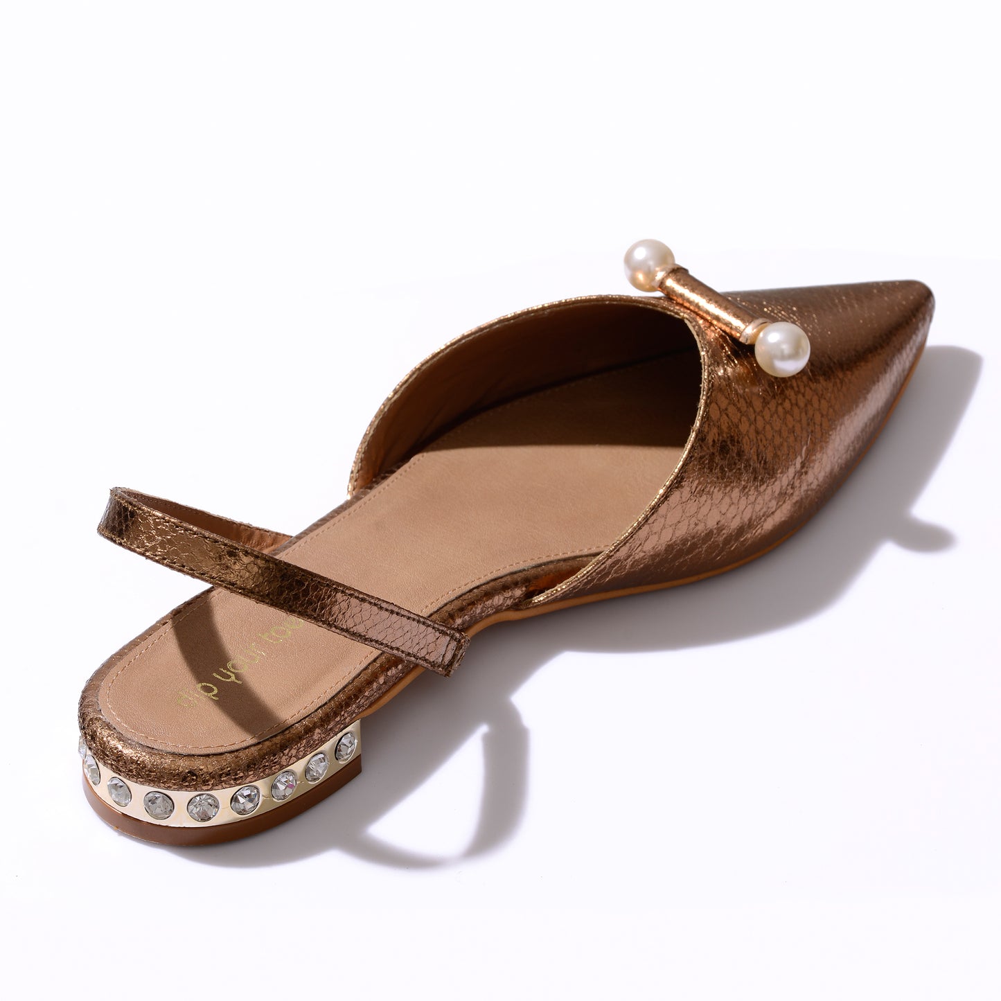 Pearl detail slingback sandals