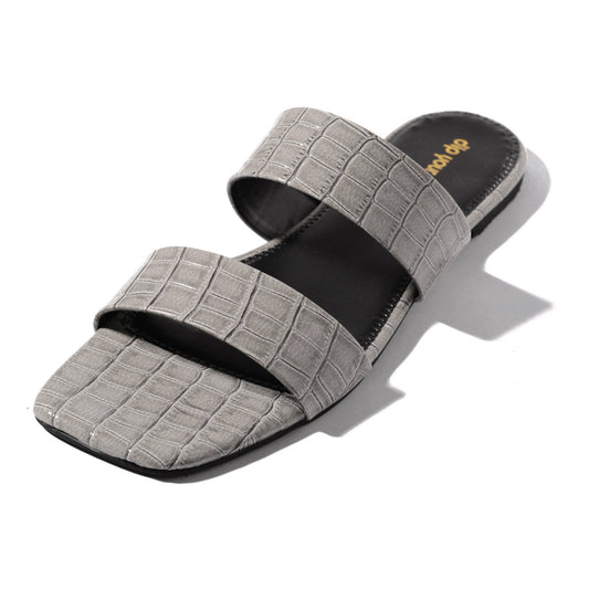 French Gray Double Strap Flats