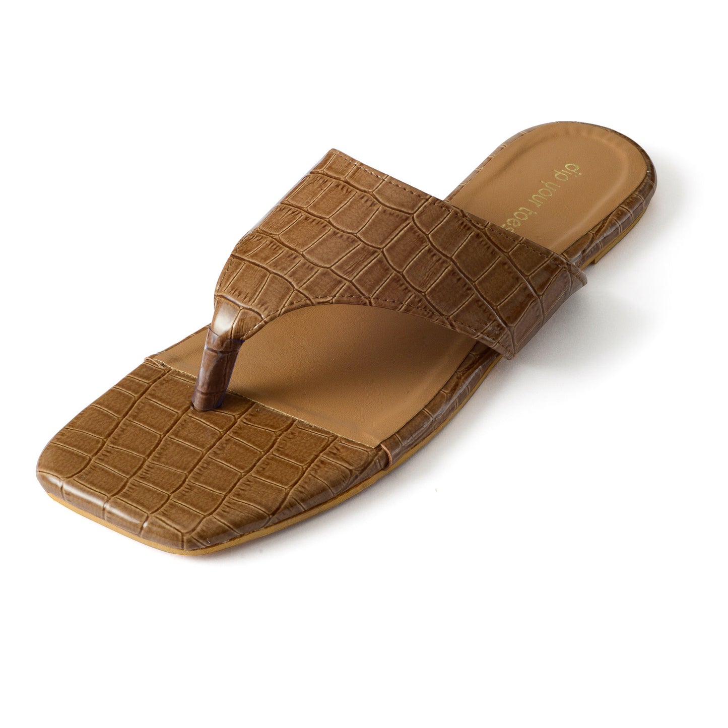 Olive textured V-shape flats